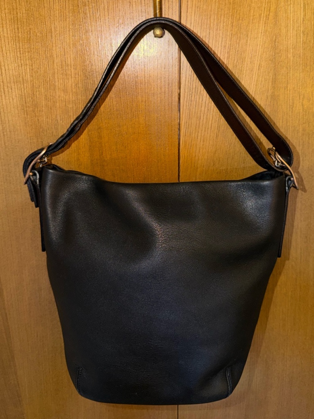 Coach Black Leather Bucket Bag Adjustable Strap Shoulder Hobo - Style 9186 - Picture 12 of 15